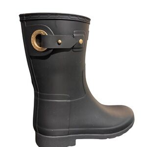Brand New Hunter Womens Boots Refined Short Eyelet Buckle Mid Calf RubberTextile